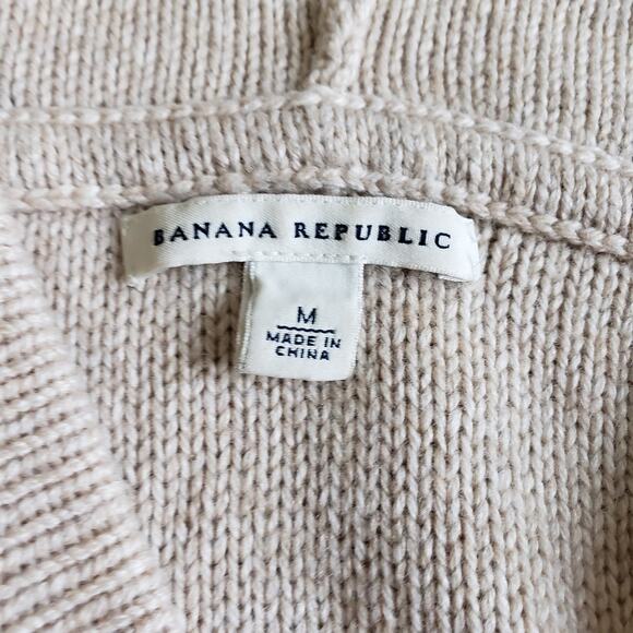 SOLD Banana Republic Hooded Vest Womens M Beige Wool Cashmere Knit Sweater - Picture 3 of 7